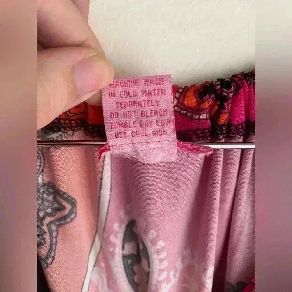Vintage Shes Cool Pink Paisley Halter V Neck Y2K Maxi Dress Retro Cinched Waist - Picture 5 of 7